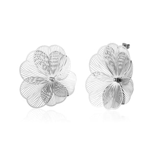 Oorstekers open blossom zilver