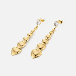 Oorstekers stacked hearts goud