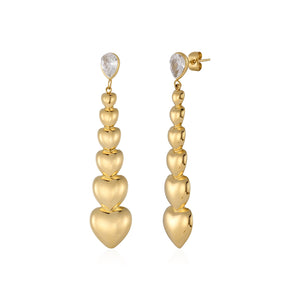 Oorstekers stacked hearts goud