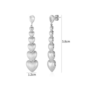 Oorstekers stacked hearts zilver
