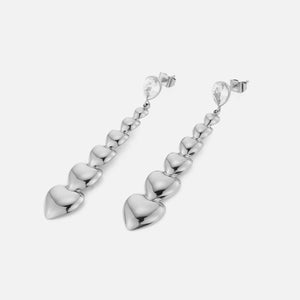 Oorstekers stacked hearts zilver