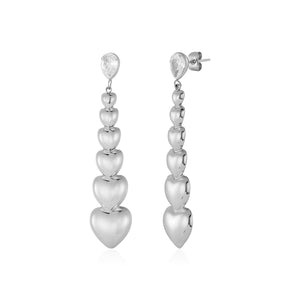 Oorstekers stacked hearts zilver