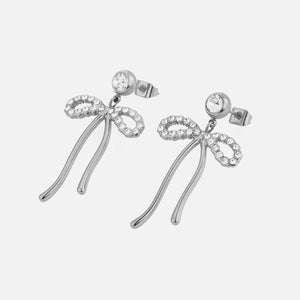 Oorstekers strik met steentjes zilver