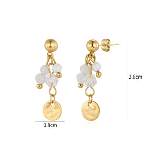 Oorstekers wit gekleurde kralen goud