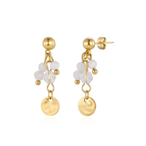 Oorstekers wit gekleurde kralen goud