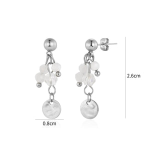 Oorstekers wit gekleurde kralen zilver