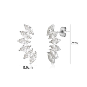Oorstekers witte kristallen zilver