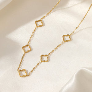 Open klaver ketting goud