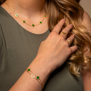 Open klavertje armband goud