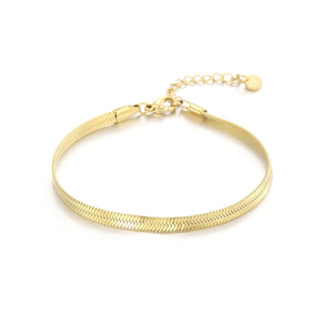 Platte armband 4mm goud