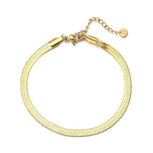 Platte armband 4mm goud