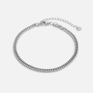 Platte Cuban armband 4mm Zilver