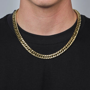 Platte Cuban ketting 10mm Goud