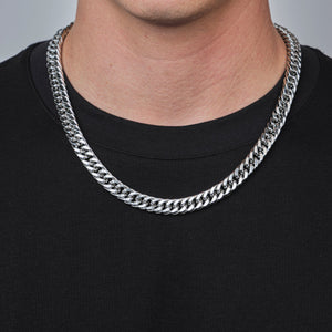 Platte Cuban ketting 10mm Zilver