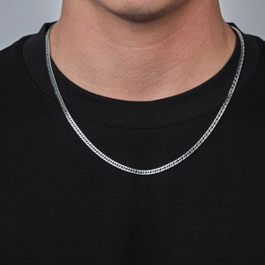 Platte Cuban ketting 4mm Zilver