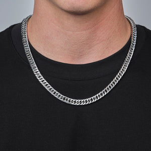 Platte Cuban ketting 8mm Zilver