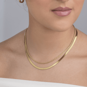 Platte ketting 4mm goud
