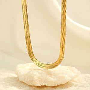 Platte ketting 6mm goud