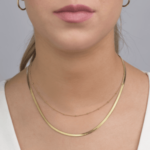 Platte ketting tweelaags goud