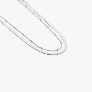 Platte ketting tweelaags zilver