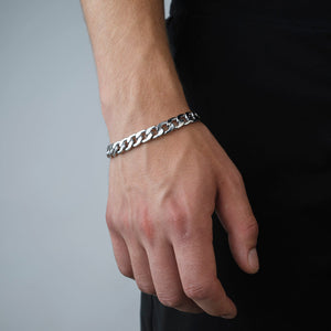 Platte schakel armband 10mm Zilver