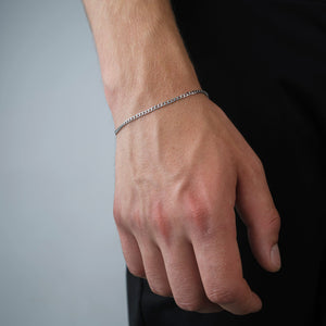 Platte schakel armband 2mm Zilver