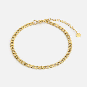 Platte schakel armband 4mm Goud