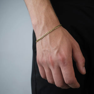 Platte schakel armband 4mm Goud
