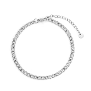 Platte schakel armband 4mm Zilver