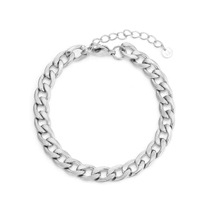 Platte schakel armband 8mm Zilver