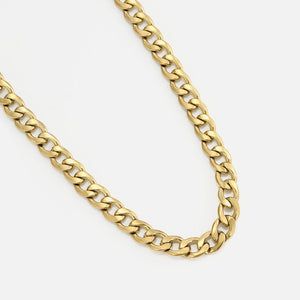 Platte schakel ketting 10mm Goud