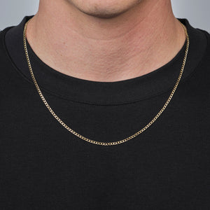 Platte schakel ketting 2mm Goud