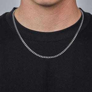 Platte schakel ketting 4mm Zilver