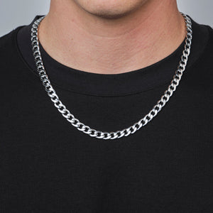 Platte schakel ketting 8mm Zilver