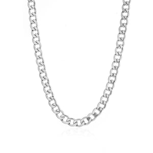 Platte schakel ketting 8mm Zilver
