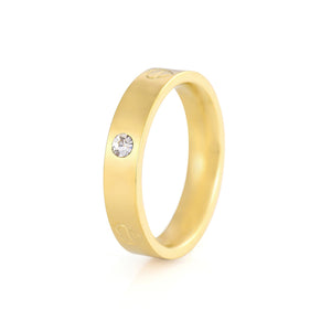 Ring gegraveerde hartjes en steentjes goud