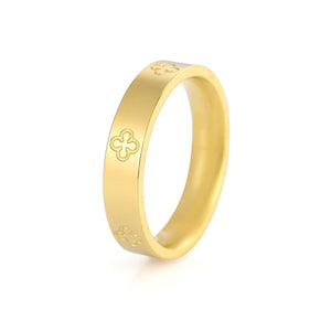 Ring gegraveerde klavers goud