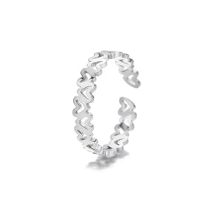 Ring hartjes zilver