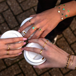 Ring tweelaags schakel goud