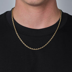 Rope ketting 4mm Goud