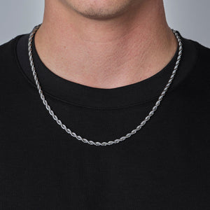 Rope ketting 4mm Zilver