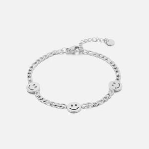 Schakelarmband smiley faces zilver