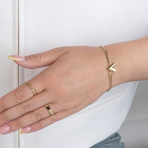 Schakelarmband V goud