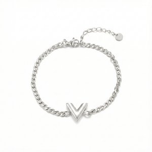 Schakelarmband V zilver