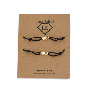 Set armbanden dubbel hartje verbonden