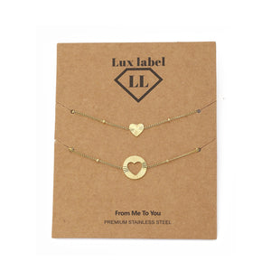 Set armbanden double love goud