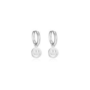 Smiley oorbellen zilver
