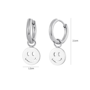 Smiley oorbellen zilver