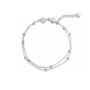 Tweelaags bolletjes armband zilver