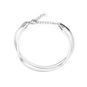 Tweelaags platte armband zilver